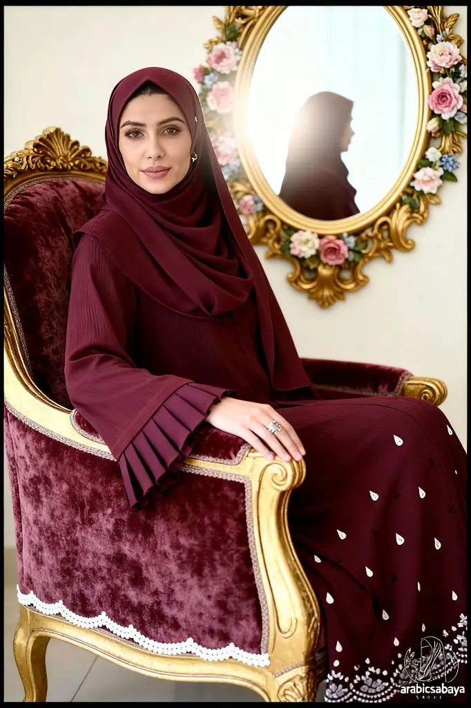 Elegant Maroon Embroidered Abaya Model Series_2.webp