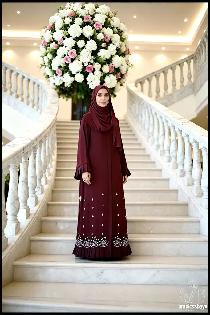 Elegant Maroon Embroidered Abaya Model Series_5.webp