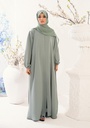 RAIHAN FRONT OPEN ABAYA- LIGHT GREEN